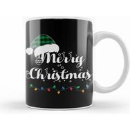 Humuts Merry Christmas Lights Santa 01 Beyaz Porselen Kupa Bardak