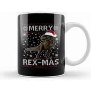 Humuts Merry Rex Mas Christmas Dinosaur Beyaz Porselen Kupa Bardak