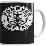 Humuts Metal Forever Black Beyaz Porselen Kupa Bardak