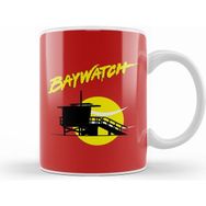 Humuts Porselen Beyaz Baywatch Lifeguard Tower Sunset Kupa Bardak