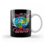 Humuts Porselen Beyaz Be A Mermaid And Make Waves Adorable Mermaid Pun Kupa Bardak