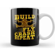 Humuts Porselen Beyaz Build Fly Crash Repeat Cute Drone Pilot Flying Pun Kupa Bardak