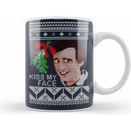 Humuts Porselen Beyaz Christmas Alan Partridge Kiss My Face Mistletoe Knit Kupa Bardak