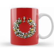 Humuts Porselen Beyaz Christmas Football Wreath Kupa Bardak