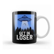 Humuts Porselen Beyaz Cute Funny Get In Loser Ufo Aliens Spaceship Kupa Bardak