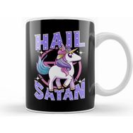 Humuts Porselen Beyaz Cute Funny Hail Satan Unicorn Satanic Metal Pun Kupa Bardak