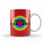 Humuts Porselen Beyaz Erling Haaland Vintage Retro Rainbow Style Kupa Bardak