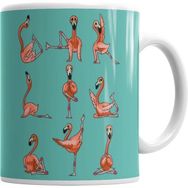 Humuts Porselen Beyaz Flamingo Yoga Kupa Bardak