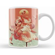 Humuts Porselen Beyaz Flamingos Kupa Bardak
