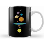 Humuts Porselen Beyaz Flat Earth Solar System Kupa Bardak