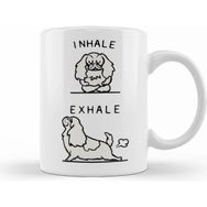 Humuts Porselen Beyaz Inhale Exhale Cavalier King Charles Spaniel Yoga Kupa Bardak