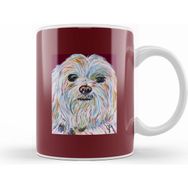 Humuts Porselen Beyaz Maltese Dog Kupa Bardak