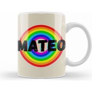 Humuts Porselen Beyaz Mateo Name Personalized Custom Vintage Retro Rainbow Style Design Gift Baby Gift For Him Kupa Bardak