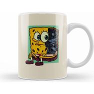 Humuts Porselen Beyaz Mecha Sponge Süngerbob Kupa Bardak