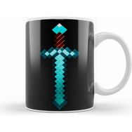 Humuts Porselen Beyaz Minecraft Diamond Sword Kupa Bardak