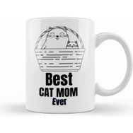 Humuts Porselen Beyaz Mothers Day 2021 Best Cat Mom Ever Funny Kupa Bardak