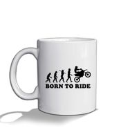 Humuts Porselen Beyaz Motorbike Born To Ride Motocross Kupa Bardak