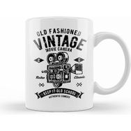 Humuts Porselen Beyaz Old Fashioned Vintage Movie Camera Kupa Bardak