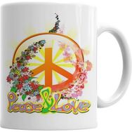 Humuts Porselen Beyaz Peace Barış Simge Kupa Bardak