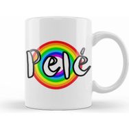 Humuts Porselen Beyaz Pelé Retro Rainbow Style Kupa Bardak
