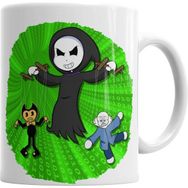 Humuts Porselen Beyaz Toddyn Bendy Sans Puppet Green Kupa Bardak
