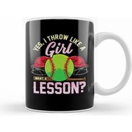 Humuts Porselen Beyaz Yes I Throw Like A Girl Want A Lesson Pitcher Pun Kupa Bardak