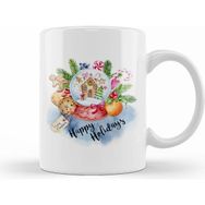 Humuts Porselen Beyaz Yılbaşı Yeni Yıl Konseptli New Year 05 Kupa Bardak