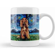 Humuts Red Cocker Spaniel Starry Night Kupa Bardak