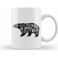 Humuts Retro Animal Bear I Just Want To Be Your Teddy Black Kupa