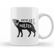 Humuts Retro Animal Wolf Beware Of Wolves Black Kupa
