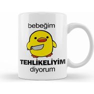 Humuts Sarı Civciv Bebeğim Tehlikeliyim Diyorum Kupa Bardak