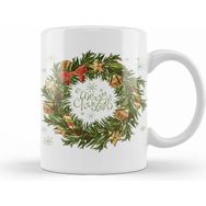 Humuts Yılbaşı Yeni Yıl Konseptli Wreath Gilf Merry Christmas 01 Kupa Bardak
