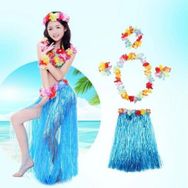 Huramarketing Luau Aloha Mavi Havaii Partisi Etek Taç ve Bileklik Seti