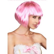 Huramarketing Soft Pembe Renk Küt Saç Parti Peruğu