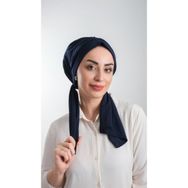 Hürrem Bone 2111_02 Lacivert Kesik Elyaf Sade Pratik Hazır Geçmeli Tesettür Bone