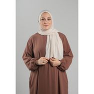 Hürrem Bone 2118_12 Bej Örme Kumaş Sade Pratik Hazır Geçmeli Tesettür Şal
