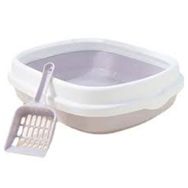 Hwei 40 x 30 x 10 cm Mavi Yarı Kapalı Kedi Tuvaleti ve Kürek