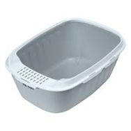 Hwei 50 x 35 x 15 cm Gri Yarı Kapalı Su Sıçramasına Dayanıklı Kedi Tuvaleti