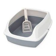 Hwei 50 x 39 x 37 cm Gri Kedi Kürek ve Yarı Kapalı Yüksek Çit Kedi Tuvaleti