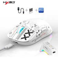Hxsj T90 Pro 3 Modlu Kablosuz Oyuncu Mouse-Rgb Şarj Istasyonu 650 Mah Batarya - Beyaz