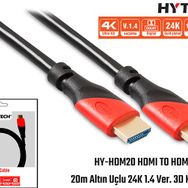 Hytech HY-HDM20 20 mt Altın Uçlu 4K 1.4 3D HDMI Kablo