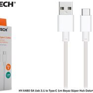 Hytech HY-X480 5A Usb 3.1 To Type-C 1M Beyaz Süper Hızlı Data Şarj Kablosuu