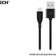 Hytech HY-X50 Usb Mini 5pin 1M 1.5A Siyah Şarj Kablo