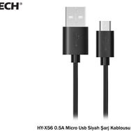 Hytech HY-X56 0.5A Micro Usb 20 Siyah Şarj Kablosu