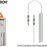 Hytech HY-X73 Beyaz 1.5 m 3.5 mm Stereo Spiralli Ses Kablosu
