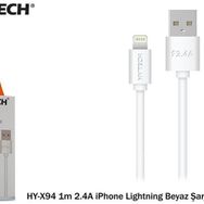 Hytech HY-X98 2m 2.4A iPhone Lightning Beyaz Şarj Kablosu