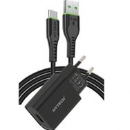 Hytech HY-XE26T Type-C Kablolu 2100MA Ev Şarj 11W + 2,4A Siyah Şarj Adaptör Seti