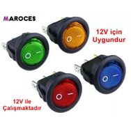 IC 131A 12V Yeşil 3P Yuvarlak Işıklı Anahtar