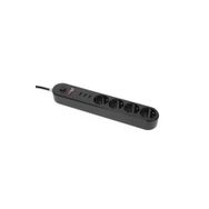 Icon Akım Korumalı 4'lü Priz 3 Port USB Çoklu Grup Priz 2 Metre Kablo 10A Siyah