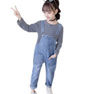 IFIKK BDK1066HS Little Big Kid Önlüklü Mavi Renk Kız Çocuk Tulum